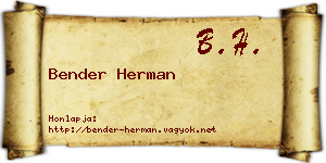 Bender Herman névjegykártya